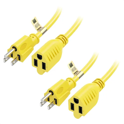 Vista 8 de Cable Matters - Paquete de 2 cables de extensión de alimentación cortos de 16 AWG, resistentes de 13 A, 1 pie, 3 clavijas, NEMA 5-15P a NEMA 5-15R