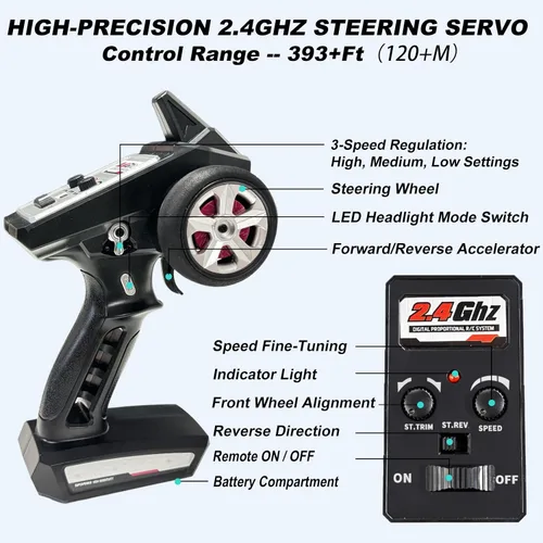 Vista 4 de Auto RC sin escobillas a escala 1:16 para adultos, alta velocidad de 45+ MPH, camión RC 4WD impermeable todo terreno con 2 baterías y controlador