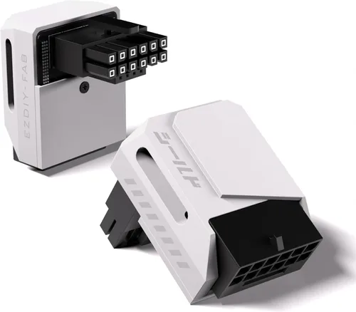 Vista 10 de EZDIY-FAB Adaptador PCIe 5.1 – 600 W 12+4 pines, conector de alimentación GPU de 16 pines 12VHPWR, adaptador de GPU de 12 V-2x6, ángulo recto de 90