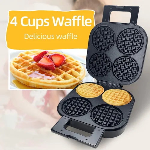 Vista 7 de Waffle Maker - Plancha para gofres belga antiadherente con luz indicadora de 1300 W, 4 rebanadas