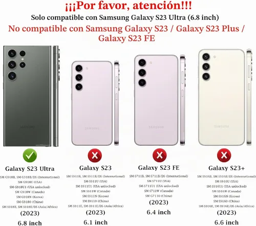 Vista 2 de Funda para Samsung Galaxy S23 Ultra con funda para cámara deslizante, protector de pantalla HD [prueba de caídas de grado militar] Funda protectora
