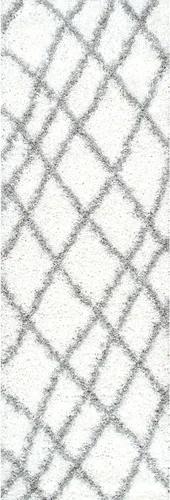 Vista 3 de Alfombra de interior nuLOOM Hunter, Polipropileno, Blanco Marroquí