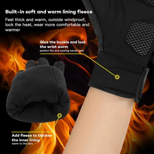 Vista 4 de Guantes de invierno para hombres y mujeres para clima frío, guantes de invierno impermeables para hombre, cálidos con dedos para pantalla táctil