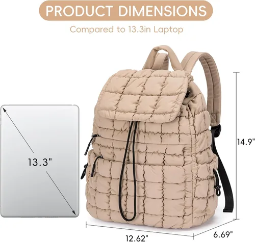 Vista 4 de CLUCI Mochila acolchada acolchada para mujer, mochila ligera e informal para viajes