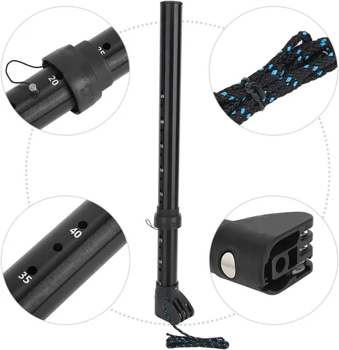 Vista 2 de Extensión de mástil de Windsurf de aleación de aluminio ajustable de 17 pulgadas, con cuerda de nailon, apto para mástiles de diámetro estándar