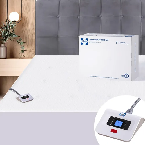 Vista 13 de Sealy Protector de colchón térmico tamaño matrimonial de 54 x 75 pulgadas Funda de colchón eléctrica acolchada impermeable de lujo con controlador