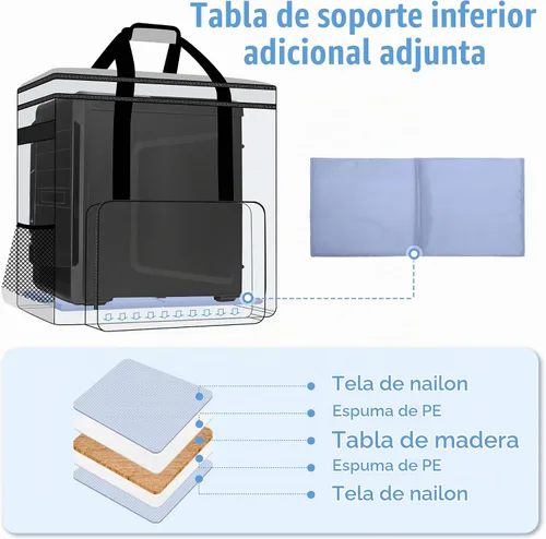 Vista 4 de CURMIO Estuche de transporte de PC de doble capa, bolsa de viaje para Negro