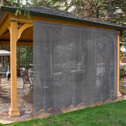 Vista 31 de SpaceDresser - Cortinas transparentes impermeables para exterior para patio - 2 paneles con bolsillo para barra, cortinas de gasa transparentes