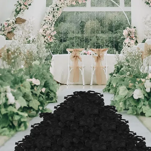 Vista 6 de JHFGJGH 500 Piezas Pétalos de Rosa Negros Exquisitos, Pétalos de Rosa de Seda de Imitación, Pétalos de Flores Artificiales para Noches Románticas