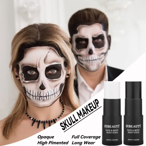 Vista 5 de CCbeauty Barra de pintura facial negra, kit de pintura facial, base de maquillaje SFX de cobertura completa, pintura corporal profesional no tóxica