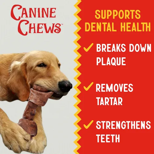Vista 5 de Canine Chews Huesos de cuero crudo anudados de carne de res de 8 a 9 pulgadas para perros grandes, huesos de cuero crudo duraderos para perros