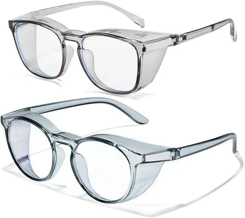 Vista 24 de Gafas de seguridad anti niebla para mujeres y hombres, TR90, lentes de bloqueo de luz azul, transparentes, antiarañazos, protección UV, marco