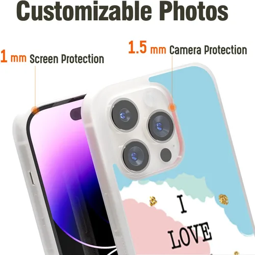 Vista 4 de Fundas de teléfono Love para mujeres aplicables a iPhone 11, 12, 13, 14 Pro Max Plus Mini, Samsung Galaxy S20 S21 S22 S23 (azul rosa te amo)