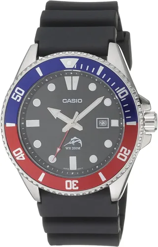Vista 10 de Casio MDV106 Series Unisex Analog Watch 200M WR Stainless Steel Case Resin Band 2 Hand Analog (HR, Min, SEC) Date Display Screw Down