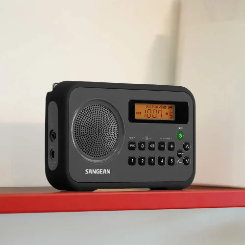 Vista 7 de Sangean PR-D18BK Radio digital portátil AM/FM/con parachoques protector (gris/negro) negro/gris
