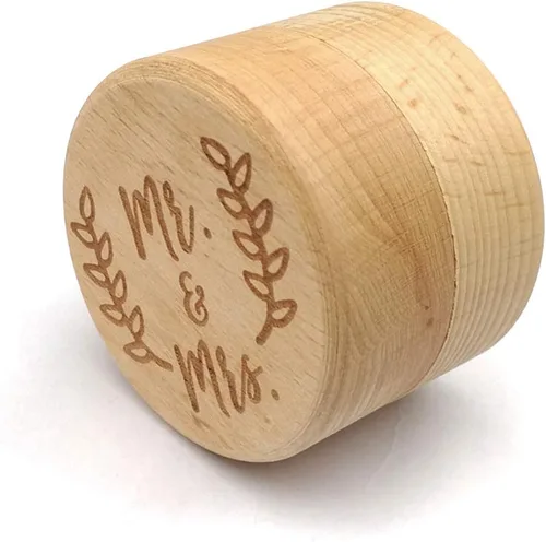 Vista 3 de Personalizado Grabado Rústico Boda Caja de Madera Joyería Baratija Almacenamiento Co