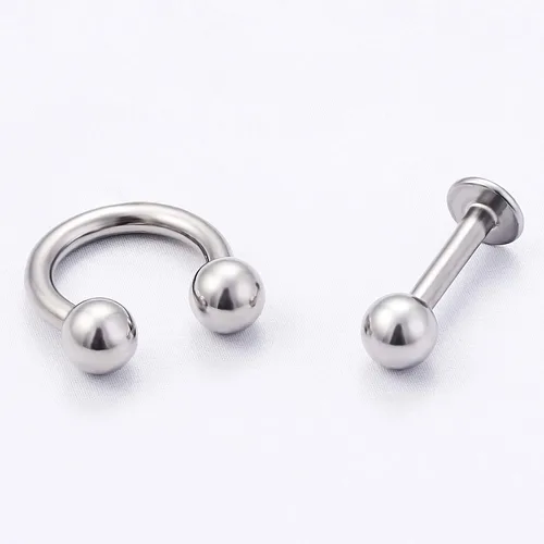 Vista 5 de Kridzisw 24 piezas 14G acero quirúrgico herradura nariz aros septum pezón lengua ombligo anillo piercing joyería para mujeres hombres 0315in 0394in