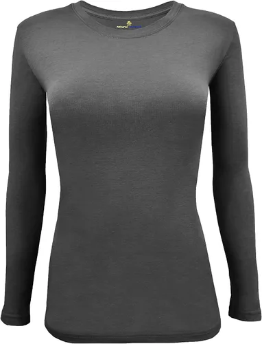 Vista 137 de Natural Uniforms Camiseta Under Scrub para mujer, cuello redondo, manga larga, paquete de 3, paquete múltiple de 3