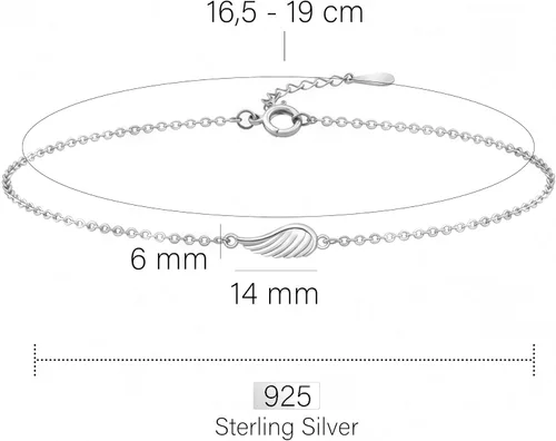 Vista 4 de Sofia Milani - Pulsera de plata de ley 925 maciza para mujer - Colgante de alas de pluma de ángel - 30239, Metal
