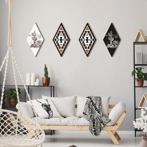 Vista 4 de CHDITB Decoración de pared de cactus, letrero de madera azteca, decoración de pared con temática natural, arte de pared moderno para oficina, hogar