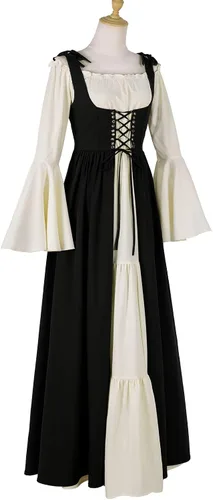 Vista 2 de Womens's Renaissance Medieval Vintage Long Dress Flared Sleeve Gothic Vintage Dress