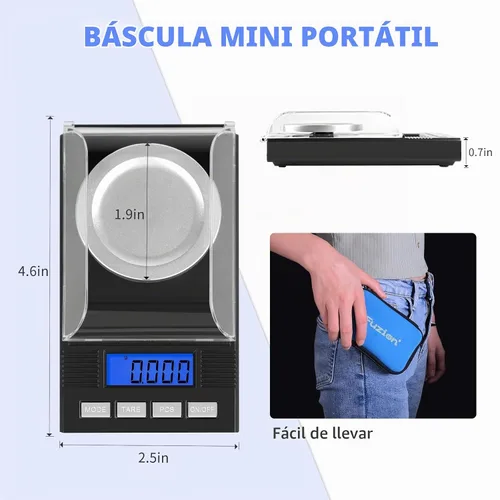 Vista 3 de Fuzion Escala de miligramo 1.76 oz/0.00004 oz, kit de báscula de polvo 6 en Negro