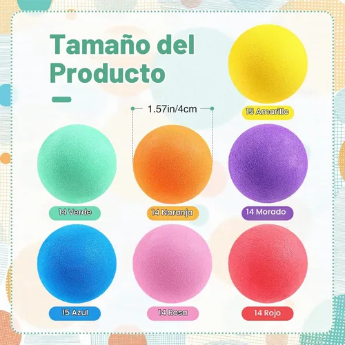 Vista 2 de Cindeer 100 mini bolas de espuma a granel de 1.57 pulgadas para niños, 7