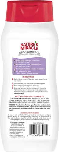Vista 2 de Nature's Miracle Nature's Miracle - Champú y acondicionador para control de olores, 16 onzas, aroma a lavanda Odor Control Formula With Charcoal