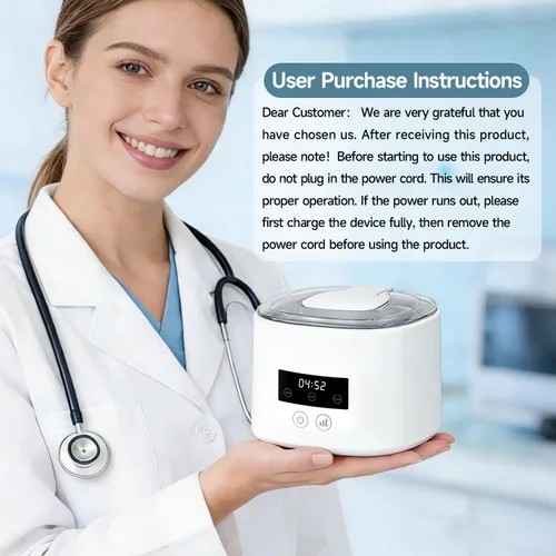 Vista 2 de Limpiador ultrasónico de dentaduras postizas, máquina limpiadora de retenedores para dentaduras, protectores bucales, frenillos, cabezales