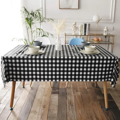 Vista 2 de Obstal Mantel 100% impermeable de PVC, mantel rectangular de vinilo a prueba de aceite y derrames, cubierta de mesa lavable para uso en exteriores e