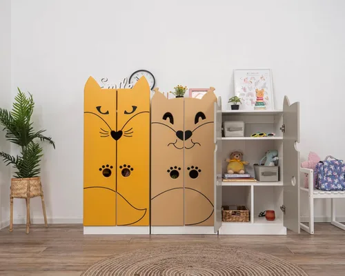 Vista 2 de Armario de vestir para niños pequeños fabricado en Europa, 9 colores de almacenamiento para niñas y niños, pintura a base de agua, armario de vestir