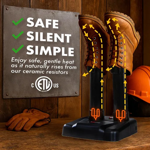 Vista 3 de JobSite Secador de botas – Secador de zapatos silencioso y calentador para botas de trabajo, guantes y zapatos – Secado de convección sin ventilador