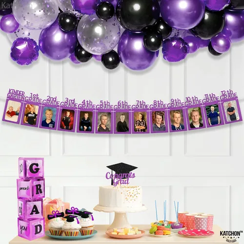 Vista 7 de KatchOn, Cartel de fotos de graduación púrpura K-12 de fieltro de 5 x 7 pulgadas, grande, 10 pies, pancarta de felicitaciones graduadas