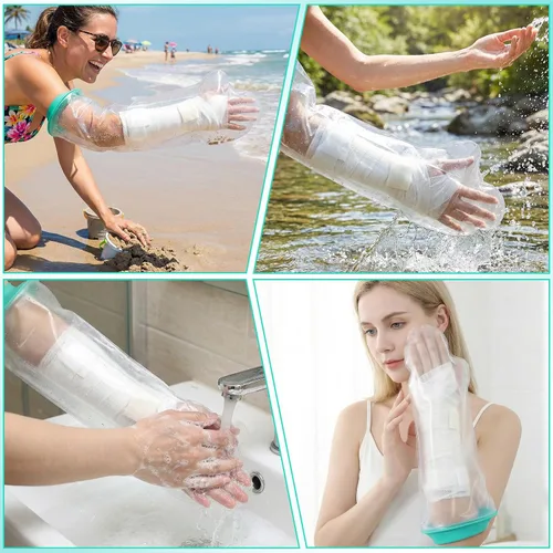 Vista 7 de Manga de ducha de brazo, manga impermeable para ducha, protector de ducha para brazo, protección impermeable para muñeca, codo, dedo, mano