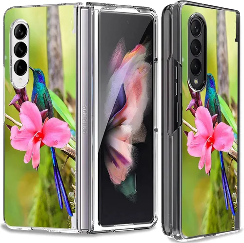 Vista 17 de Bcov Funda para Galaxy Z Fold 3 5G, atrapasueños, espacio de flores, antiarañazos, sólida, funda protectora a prueba de golpes para Samsung Galaxy Z