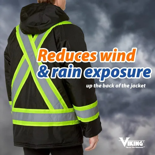 Vista 4 de Viking Professional Journeyman FR Chaqueta aislada para congelador - Chaquetas impermeables de alta visibilidad de 300D Trilobal Rip-Stop