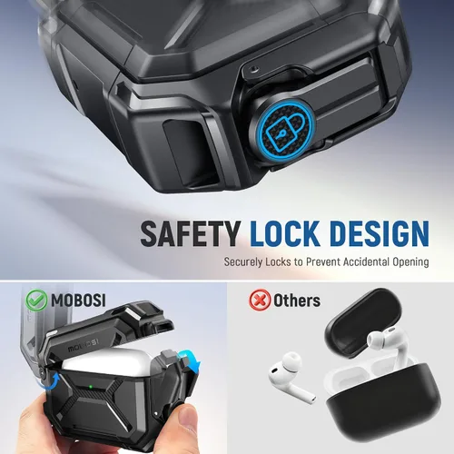 Vista 5 de MOBOSI para Funda de AirPods Pro 3 [Funda Impermeable IP68 para iPods Pro 3 y Compatible con MagSafe] Funda Protectora de Grado Militar para Earpods