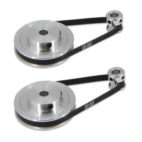 Vista 9 de 2Kit 2GT Rueda síncrona 20 y 30 dientes de 0.197 in de diámetro de aluminio Polea de sincronización con 2 piezas de longitud 7.874 in de ancho