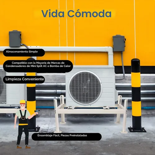Vista 8 de WeCooper Mini Split Base de piso para 9000-24000 BTU, Soporte de condensador resistente, Soporte de AC Mini Split para sistema de bomba de calor