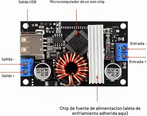 Vista 3 de DROK Regulador de voltaje Buck Boost, DROK DC 6-30V a DC 0.5-30V Convertidor de voltaje ajustable de 5V 12V 24V, módulo transformador de 4A 60W