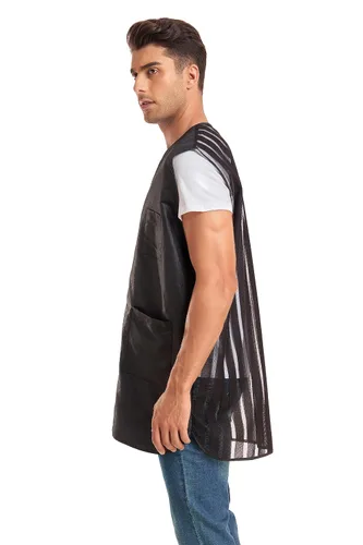 Vista 6 de PERFEHAIR Chaleco de peluquero para hombre, mantente cómodo y elegante, ligero, diseño antiestático, ideal para estilistas, profesionales