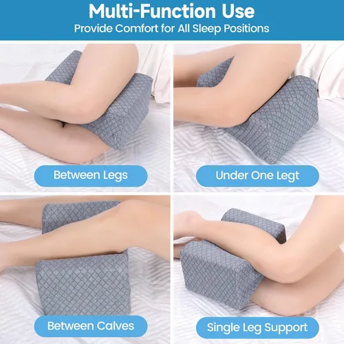 Vista 6 de SweetSlubr Almohada de rodilla de espuma viscoelástica para dormir de lado, almohada de apoyo para las piernas para dormir de lado, almohada