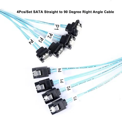 Vista 3 de ADCAUDX Cable SATA-III: 1.6 ft, 4 unidades/juego delgado de 90 grados SATA de ángulo recto SAS 6 Gbps datos en ángulo recto