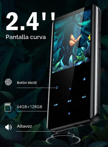 Vista 4 de AGPTEK Reproductor MP3 de 32 GB con Bluetooth 5.3, A19X pantalla curva de 2.4 pulgadas, reproductor de música portátil con bocina, sonido sin Negro
