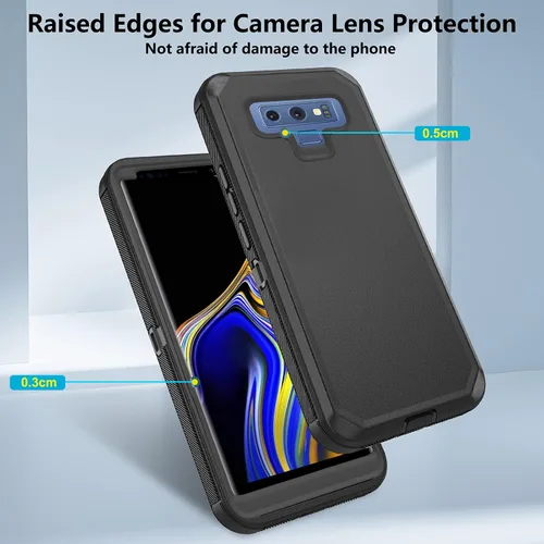 Vista 4 de Asuwish Funda de teléfono para Samsung Galaxy Note 9, híbrida, resistente, a prueba de golpes, dura, a prueba de caídas, cuerpo completo, accesorios
