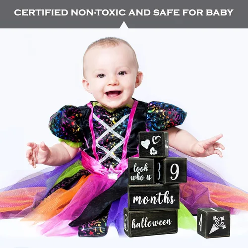 Vista 2 de MAINEVENT Bloques de hitos mensuales para bebés, juego completo, accesorios de fotografía para recién nacidos, los mejores regalos de baby shower