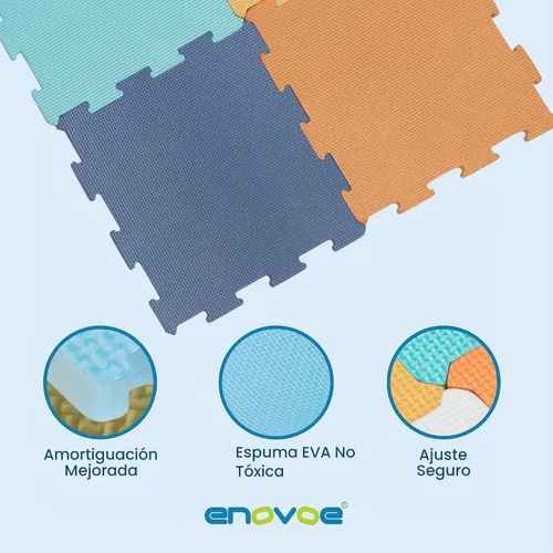 Vista 5 de Enovoe Alfombra de Juego para Bebés para Piso - Esteras de Espuma EVA Entrelazadas No Tóxicas - 16 Piezas - Alfombra de Espuma con Rompecabezas