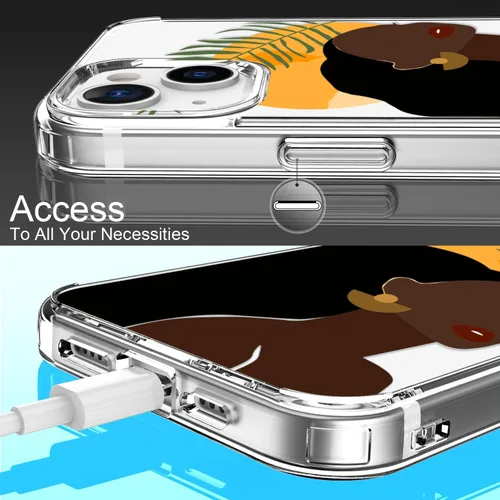 Vista 6 de LUHOURI Funda para iPhone 15 Plus con protector de pantalla, transparente de acrílico, diseños de moda para mujeres y niñas, funda protectora a