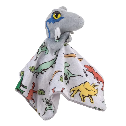 Vista 2 de NoJo Welcome to The Universe Baby Jurassic World - Manta de seguridad para bebé de seguridad de dinosaurio Raptor de felpa gris, verde, naranja