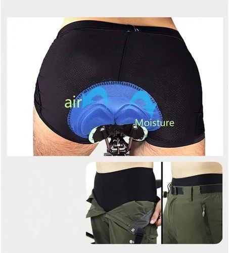 Vista 4 de THE PERFECT PART Pantalones cortos de ciclismo para hombre con diseño acolchado 3D, pantalones cortos de ciclismo para hombres y mujeres